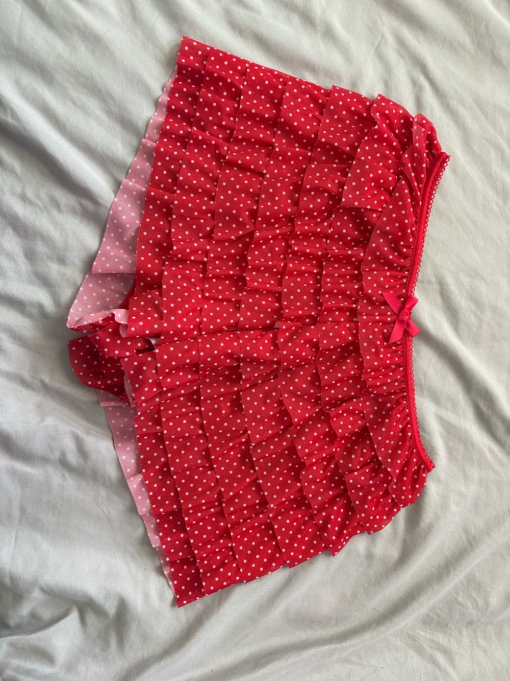 Red Polka Dot Ruffle Skort with Bow Detail